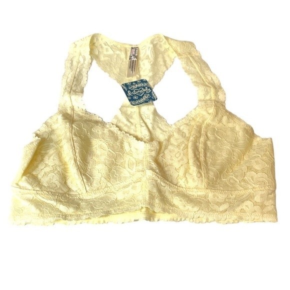 Free People Galloon Racerback Bra Lemon Water Ice Sizes Medium and XLarge - Picture 6 of 6